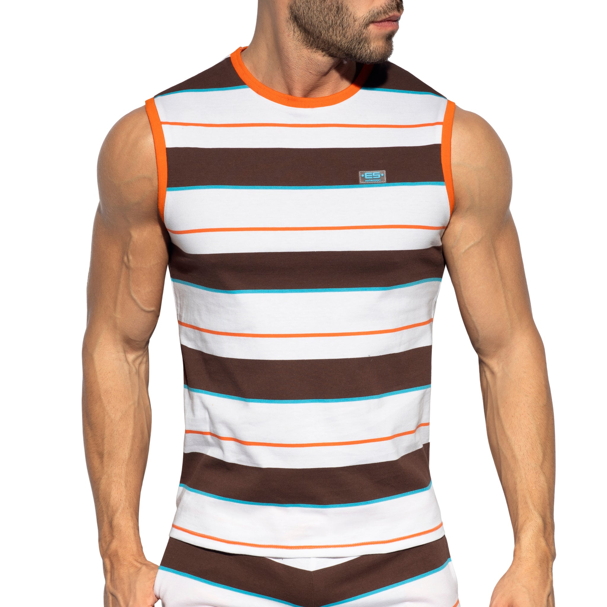 ES Collection Retro Stripes Tank Top Orange TS321