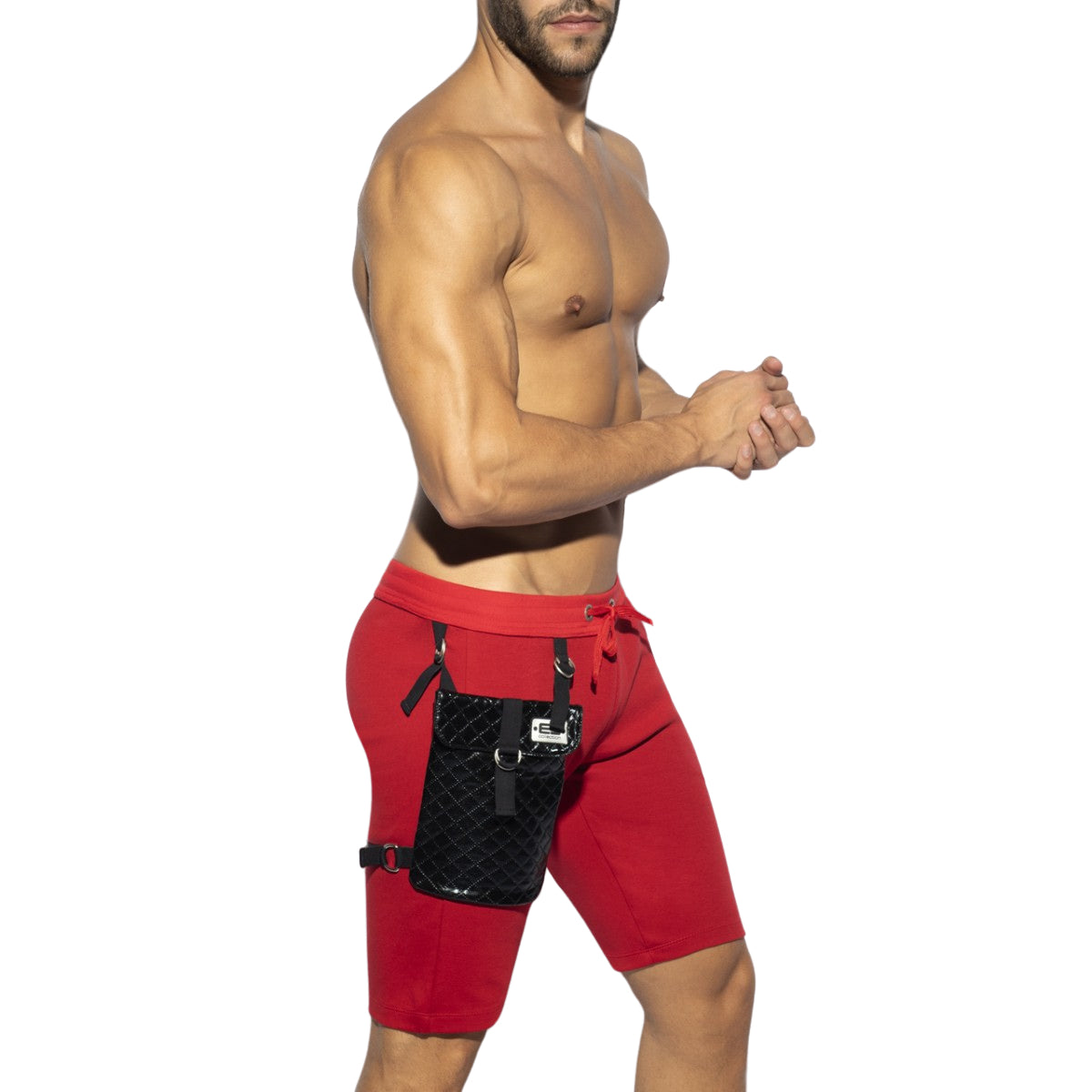 ES Collection Removable Pocket Sports Knee Shorts Red SP286