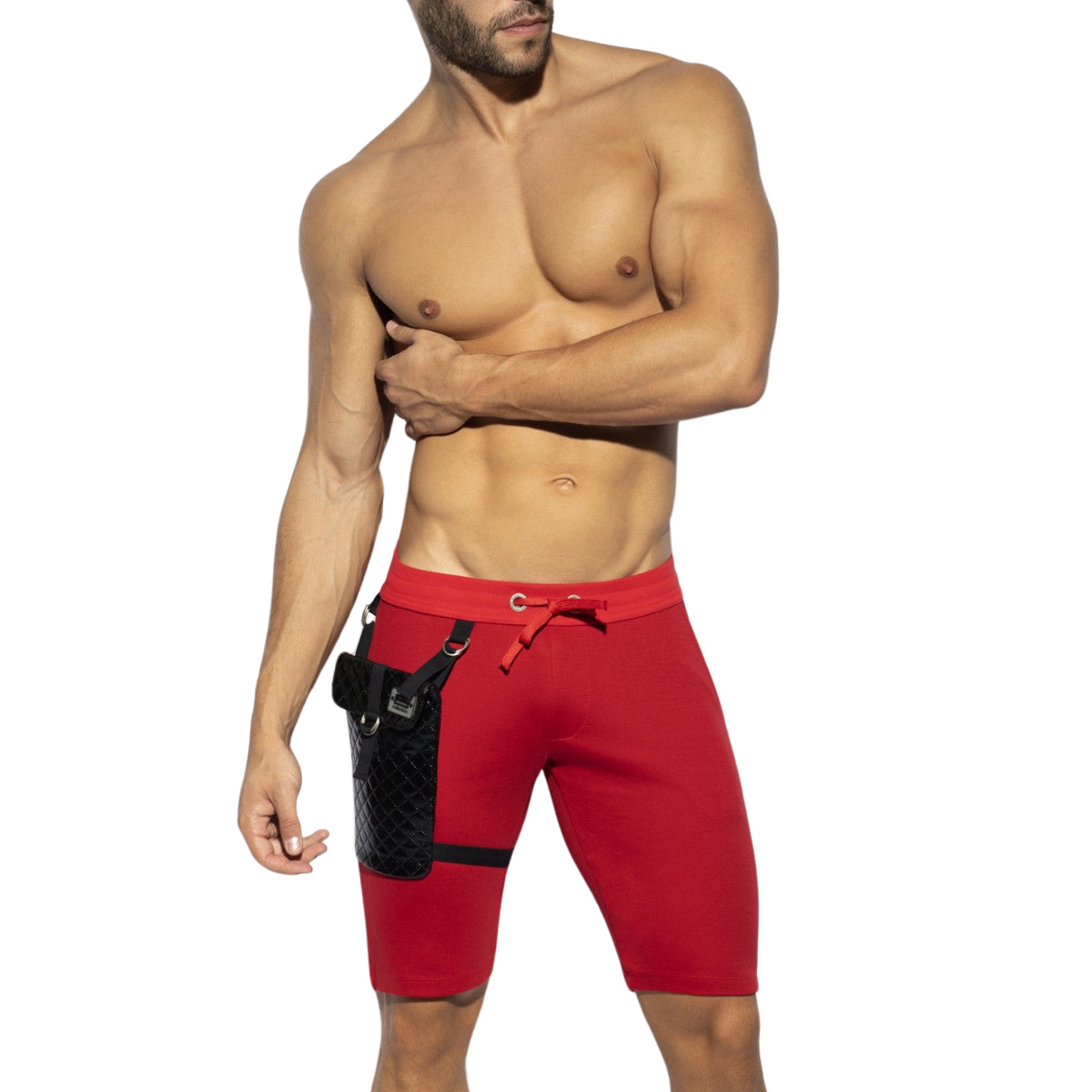 ES Collection Removable Pocket Sports Knee Shorts Red SP286