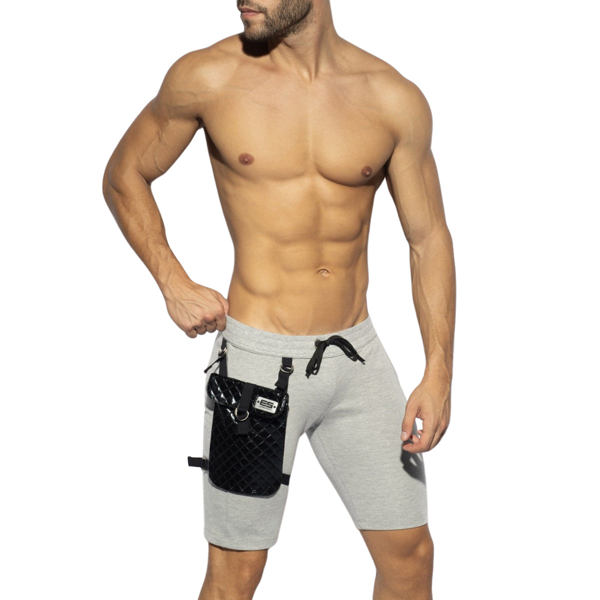 ES Collection Removable Pocket Sports Knee Shorts Heather Grey SP286