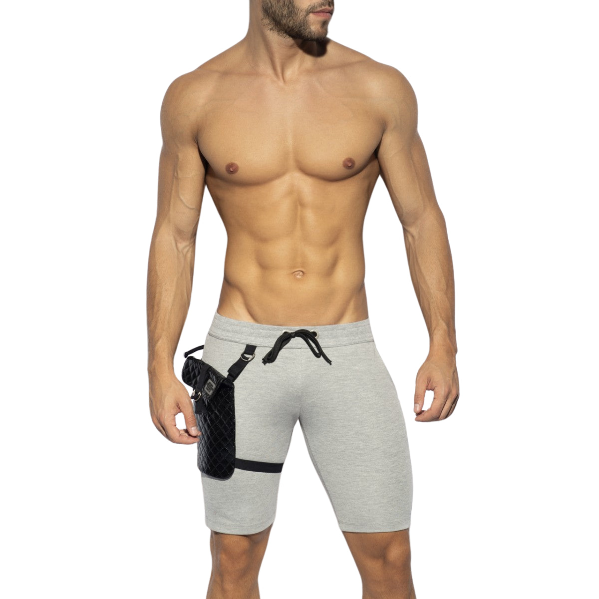 ES Collection Removable Pocket Sports Knee Shorts Heather Grey SP286