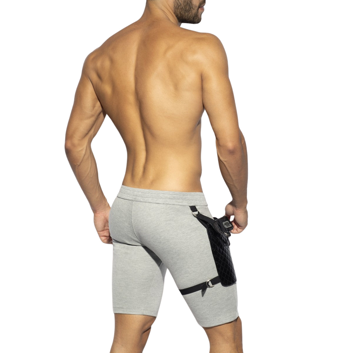 ES Collection Removable Pocket Sports Knee Shorts Heather Grey SP286