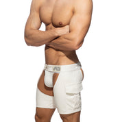 AD Fetish Chaps Shorts White ADF194