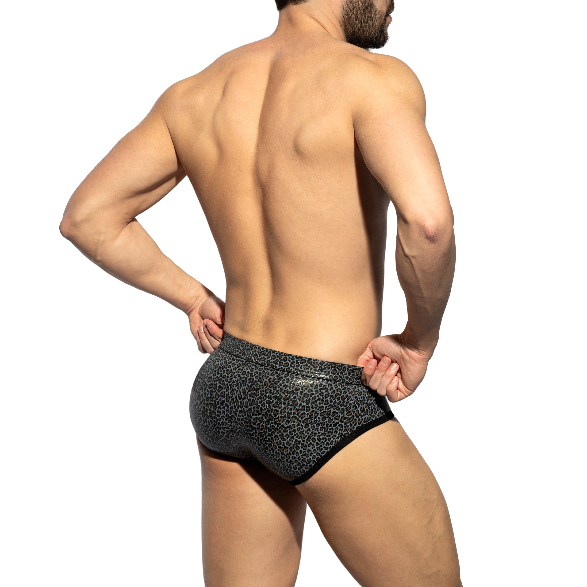 ES Collection Shiny Leopard Print Brief Charcoal UN579