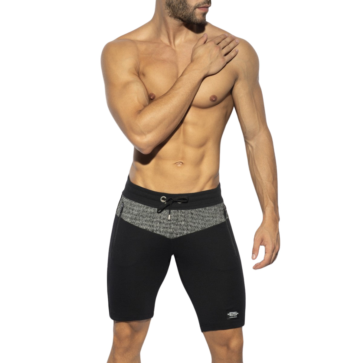 ES Collection Rustic Black Sports Knee Shorts Black SP274