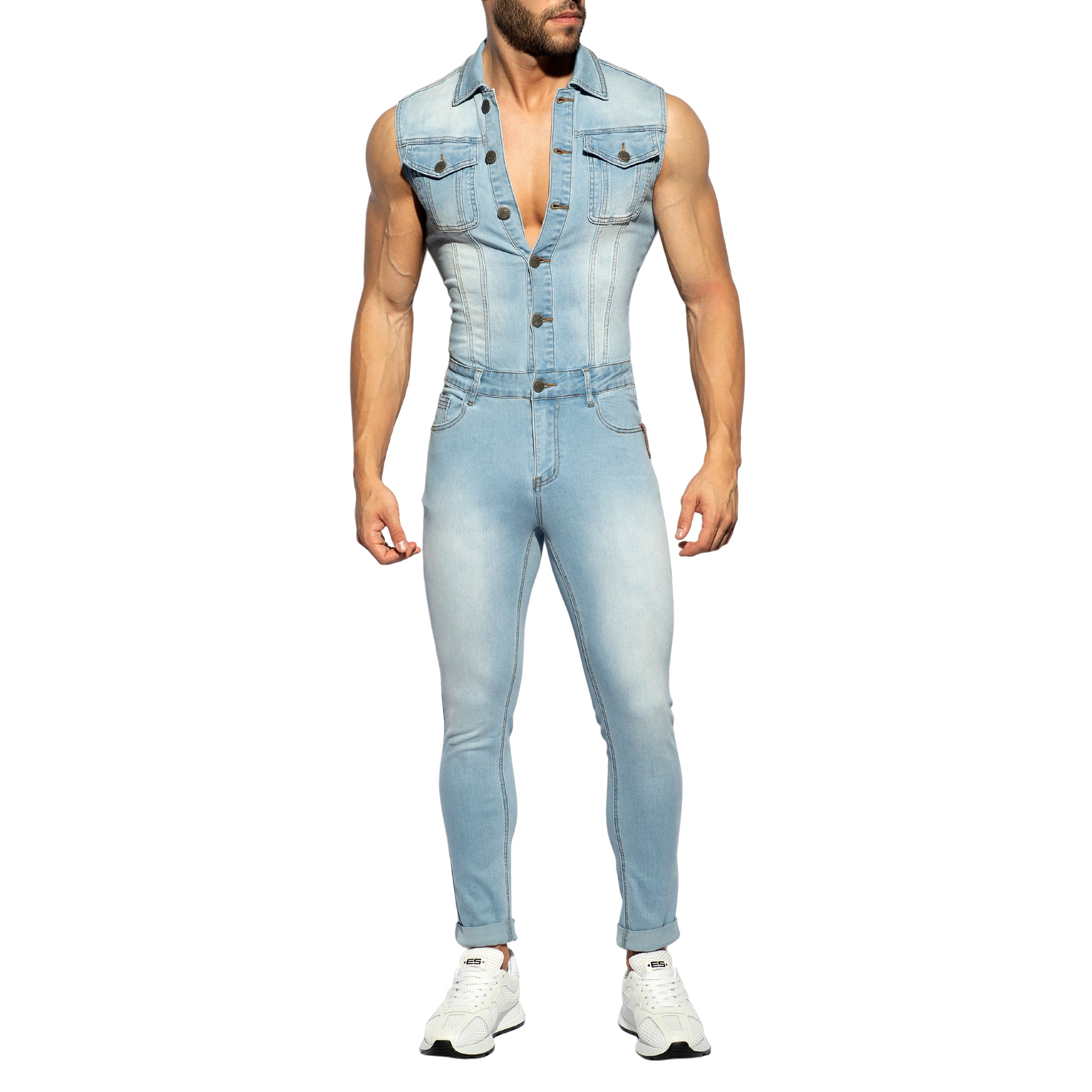 ES Collection Urban Denim Jumpsuit Pants Blue Jeans ESJ066