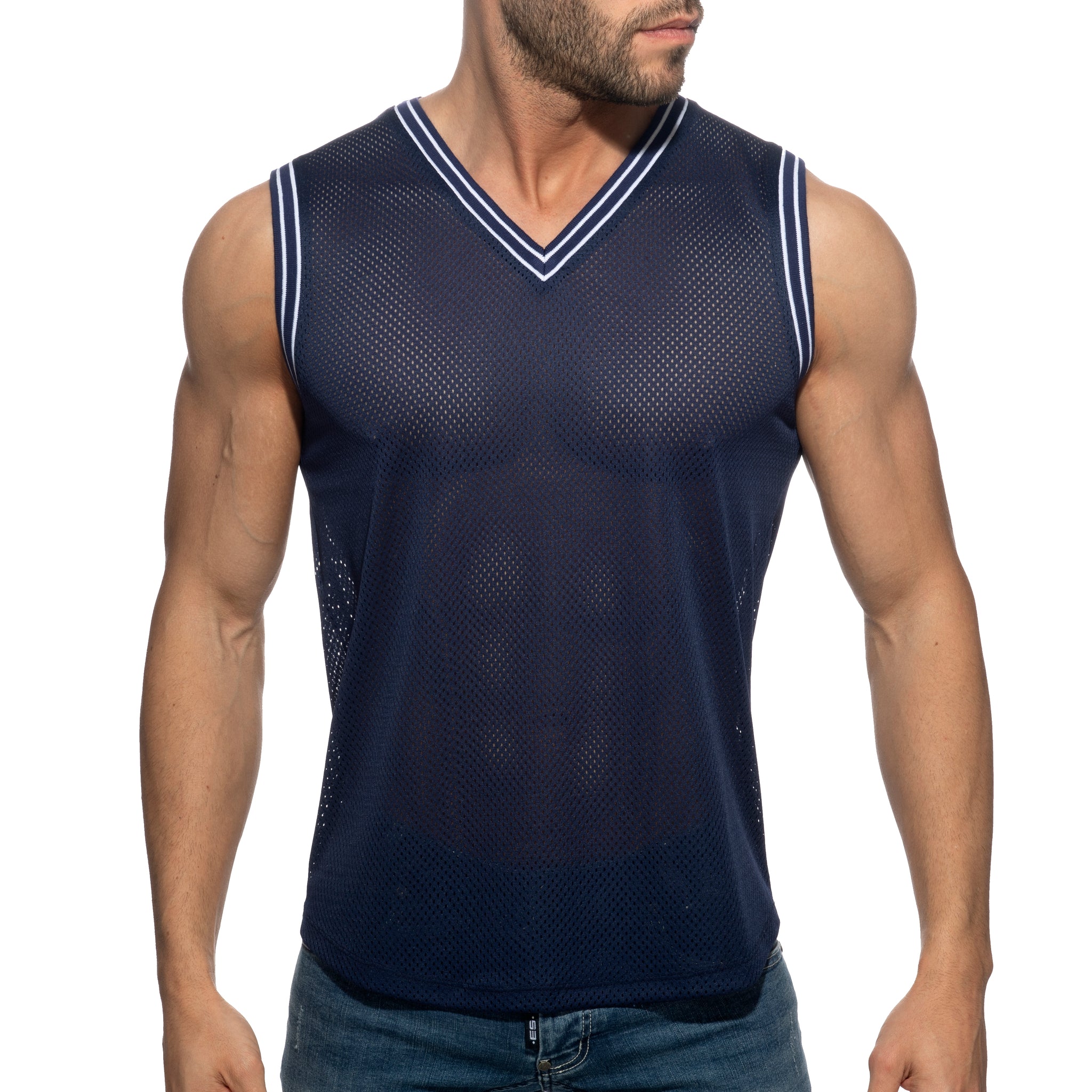 Addicted Slam V-Neck Sleeveless T-Shirt Navy AD1281