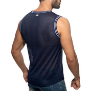 Addicted Slam V-Neck Sleeveless T-Shirt Navy AD1281