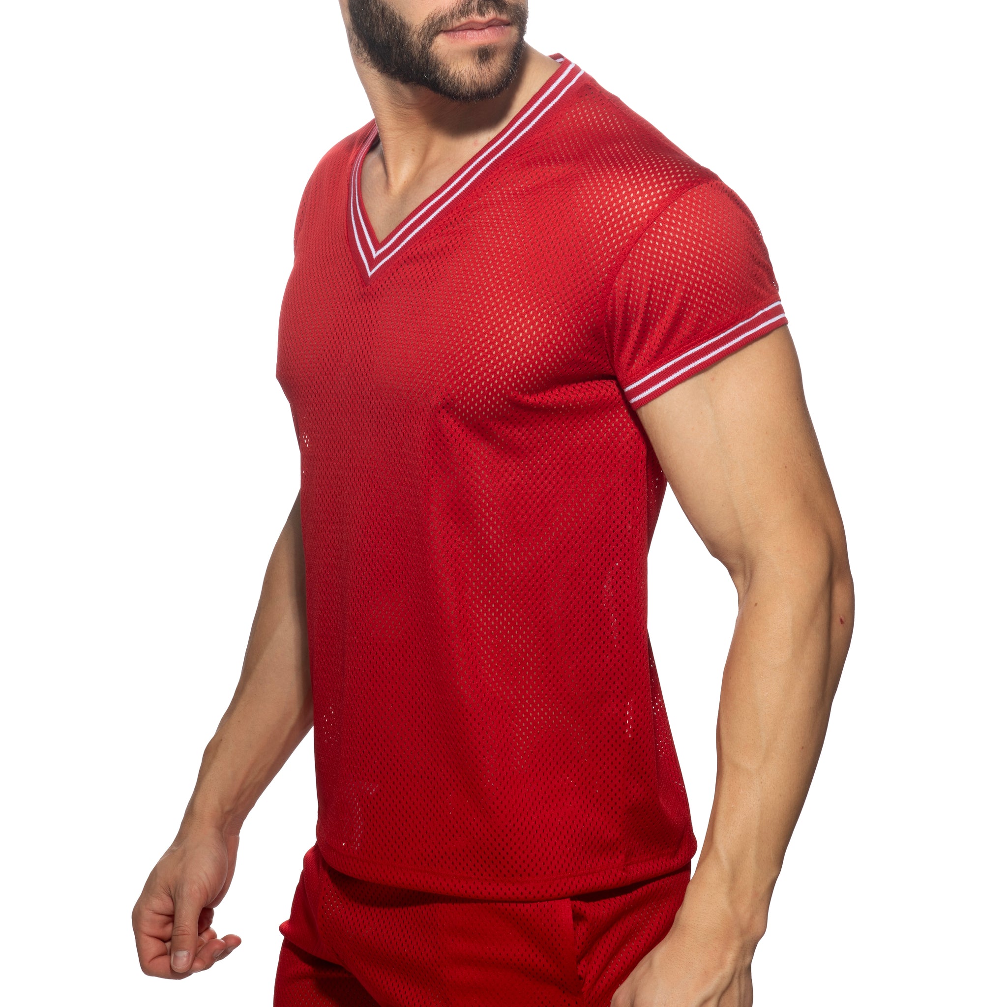 Addicted Slam V-Neck T-Shirt Red AD1280