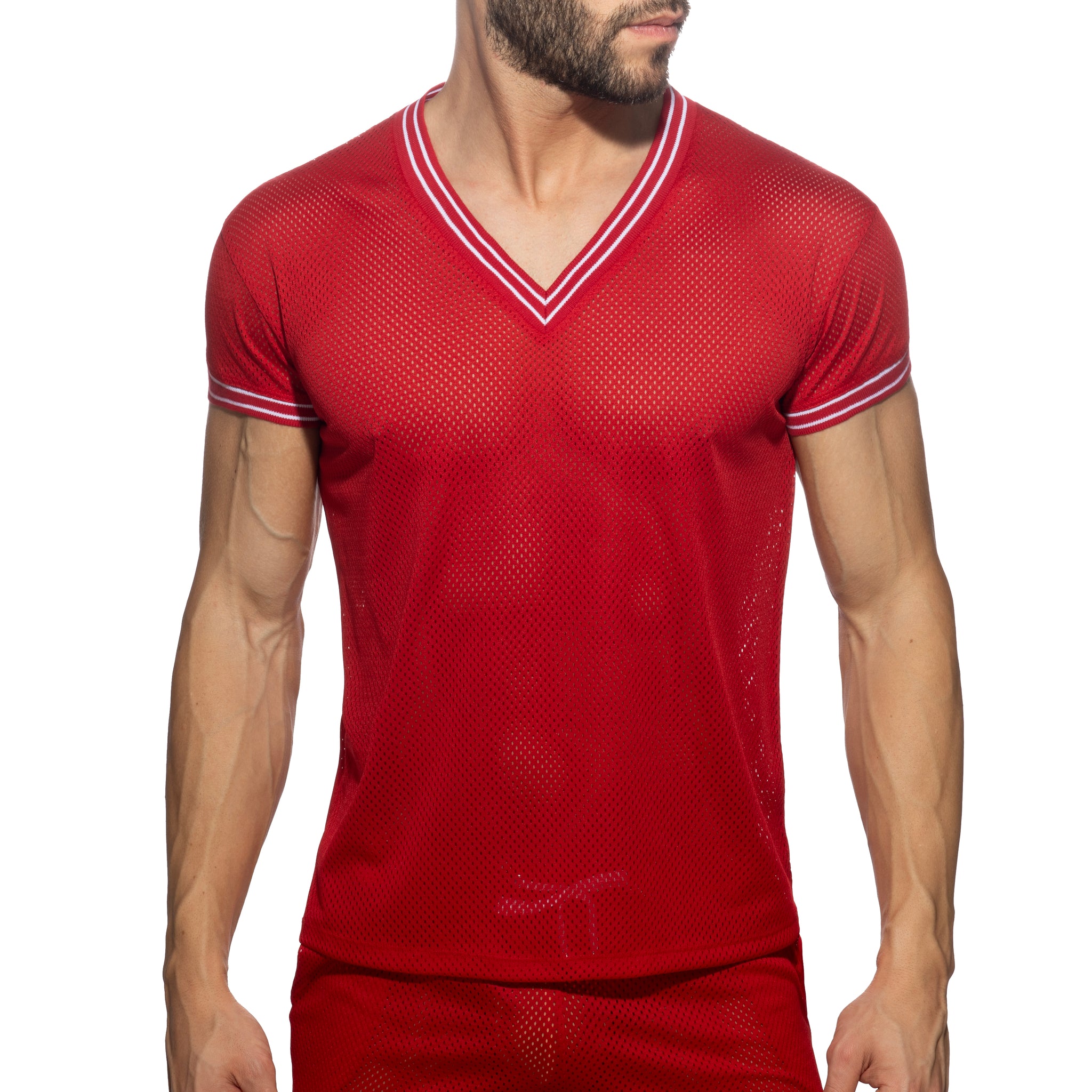 Addicted Slam V-Neck T-Shirt Red AD1280