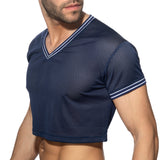 Addicted Slam V-Neck Crop Top Navy AD1274