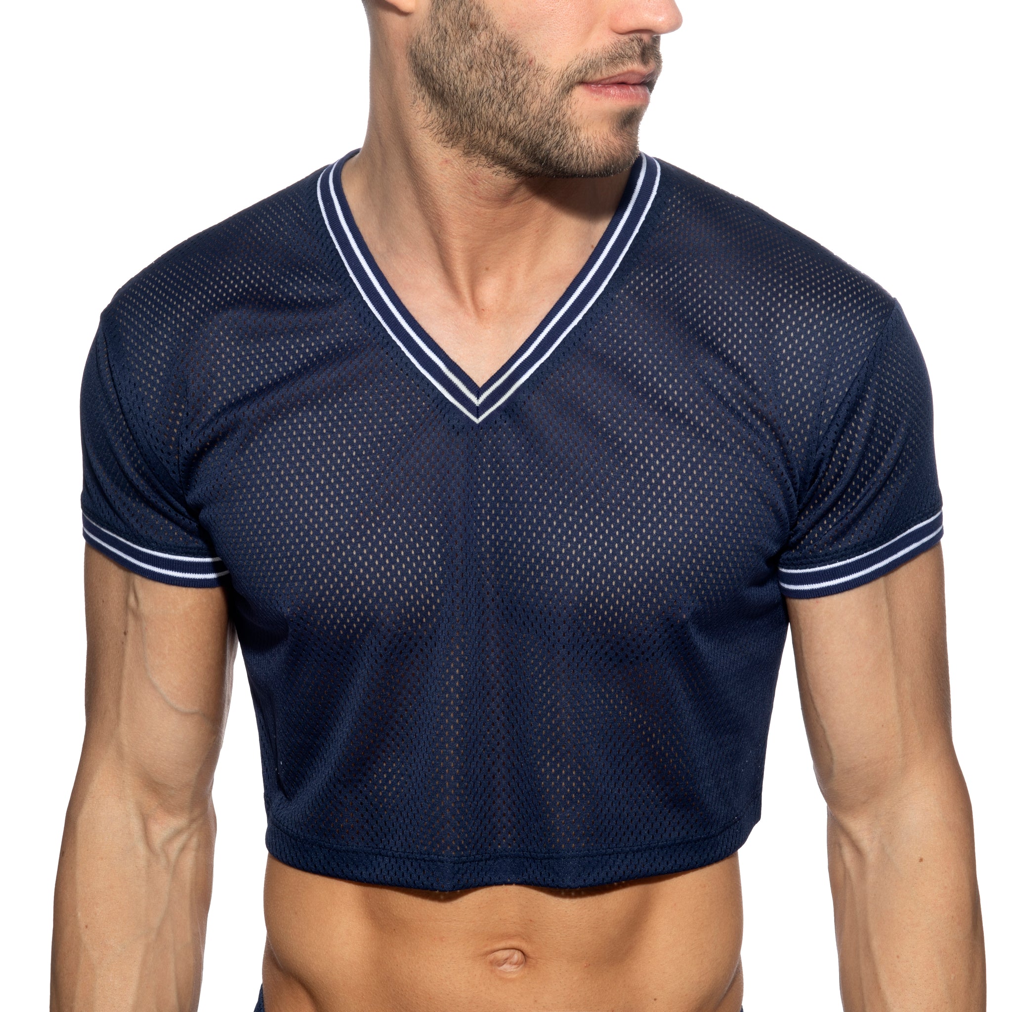 Addicted Slam V-Neck Crop Top Navy AD1274