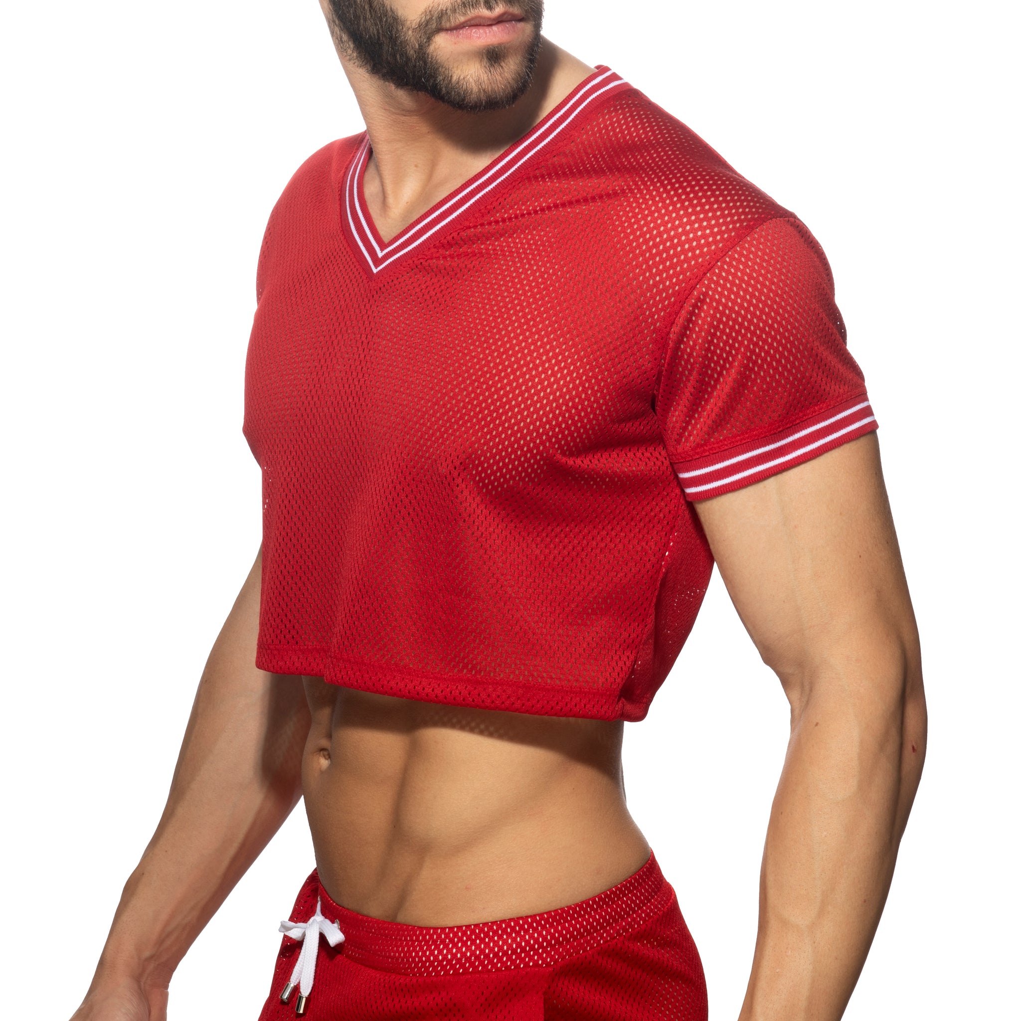 Addicted Slam V-Neck Crop Top Red AD1274