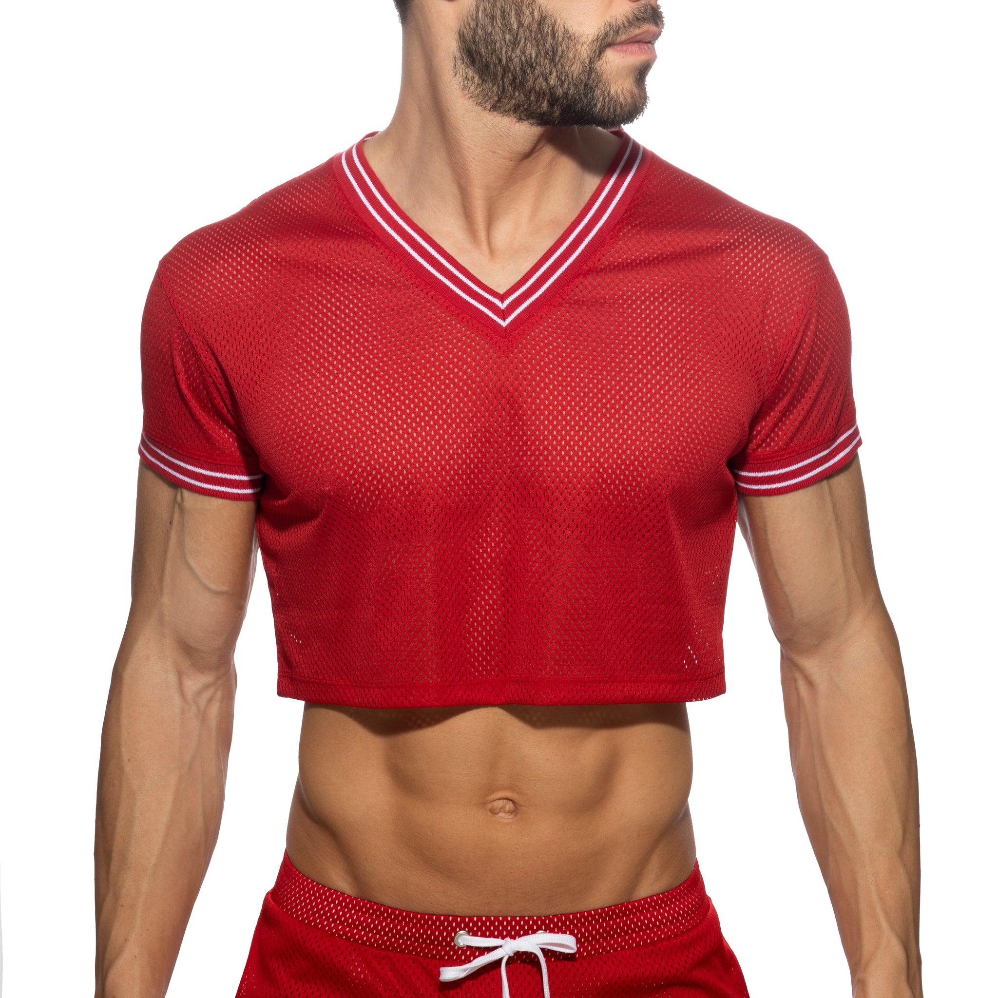 Addicted Slam V-Neck Crop Top Red AD1274