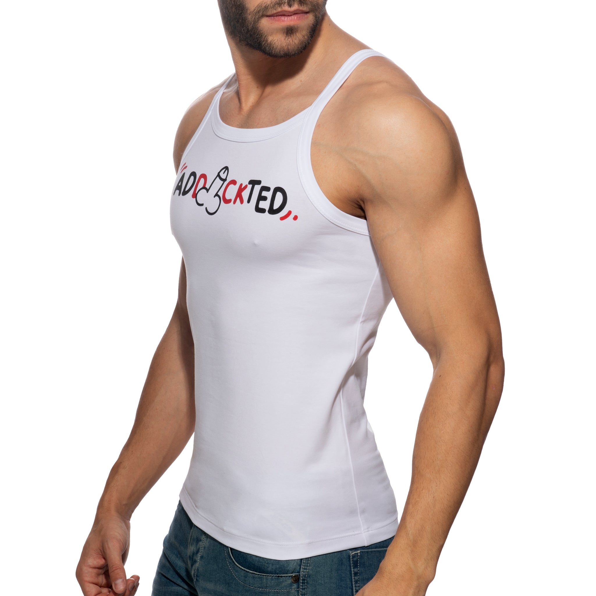 Addicted Dick Addickted Tank Top White AD1284