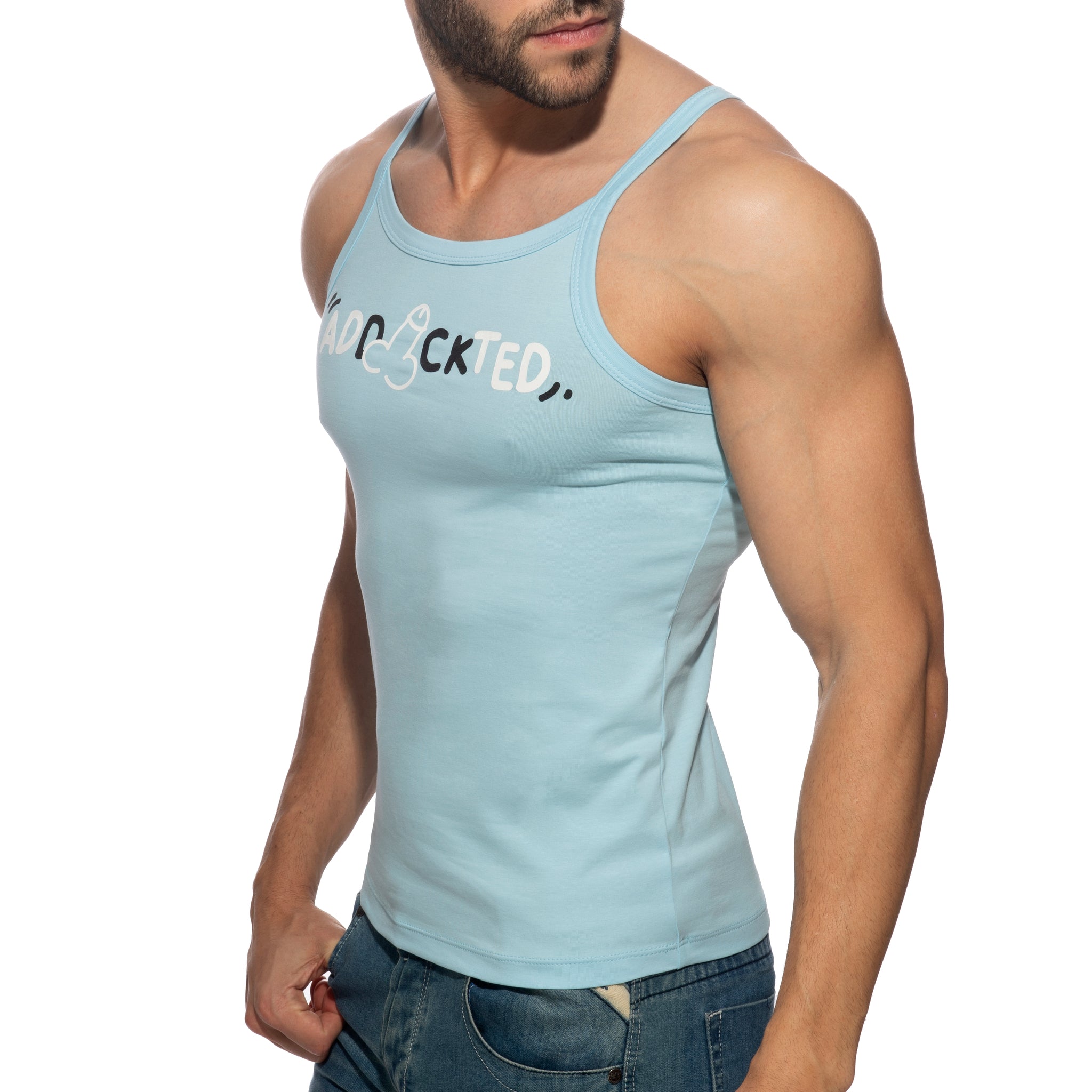 Addicted Dick Addickted Tank Top Sky Blue AD1284