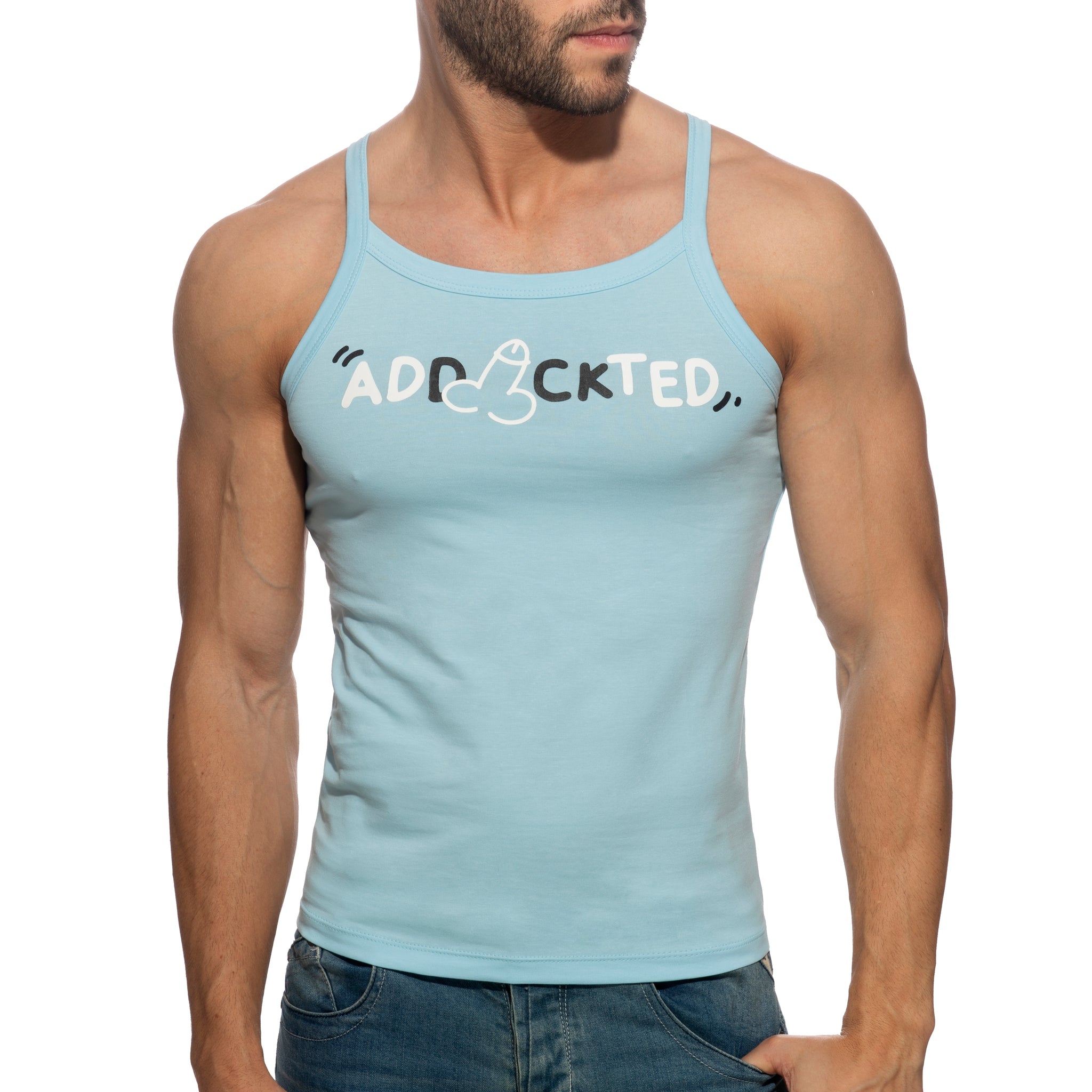 Addicted Dick Addickted Tank Top Sky Blue AD1284