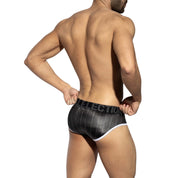 ES Collection Striped Velvet Brief Black UN2130