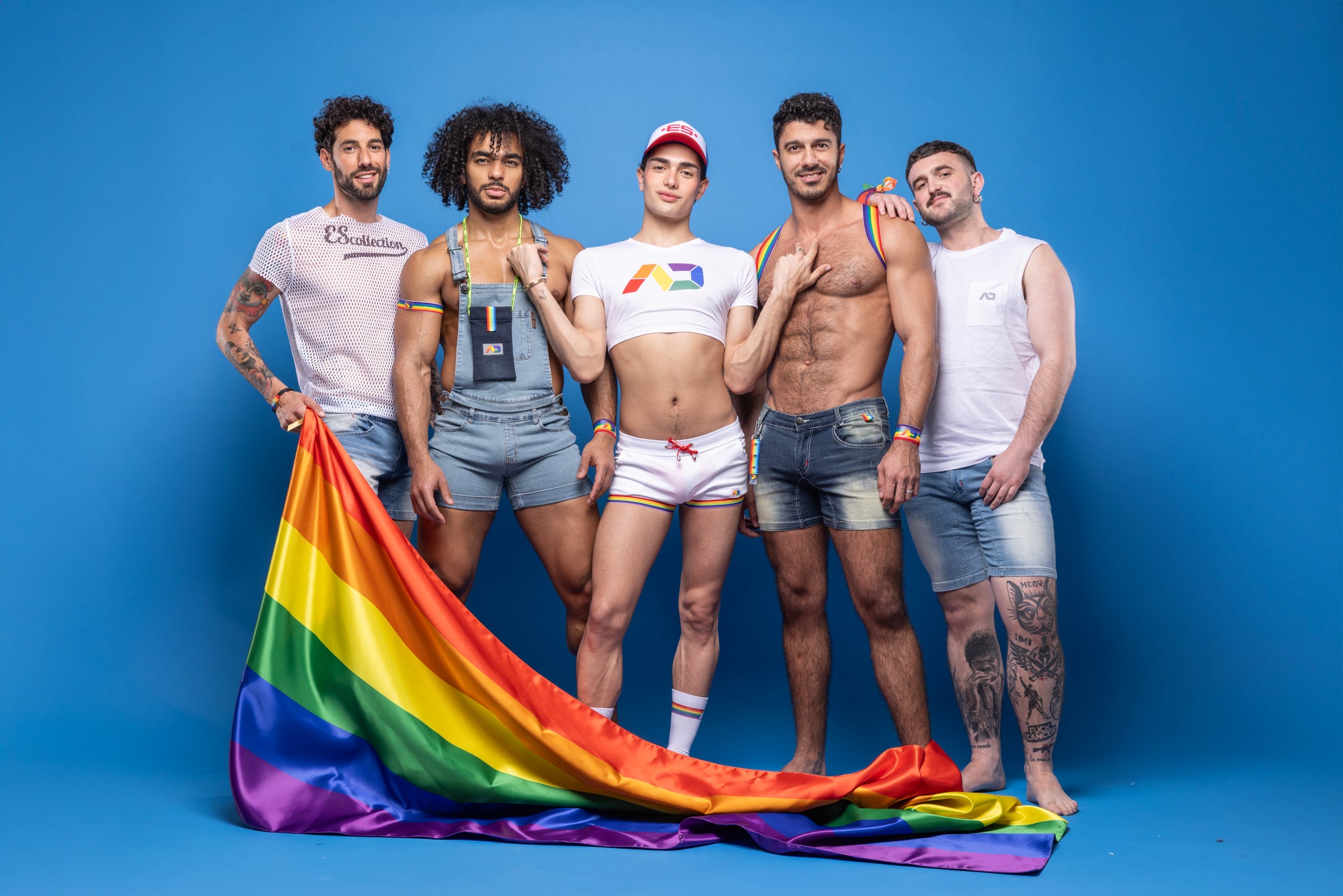 Addicted Rainbow Tape Cotton Shorts White AD1147