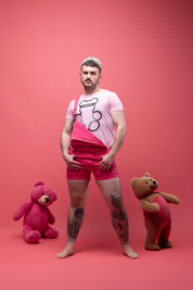 Addicted Bear Round Neck T-Shirt Pink AD424