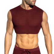 ES Collection Checkmate Midriff Crop Top Garnet TS342