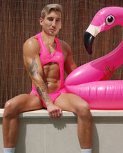 Addicted Sexy Mesh Singlet Neon Pink ADP03