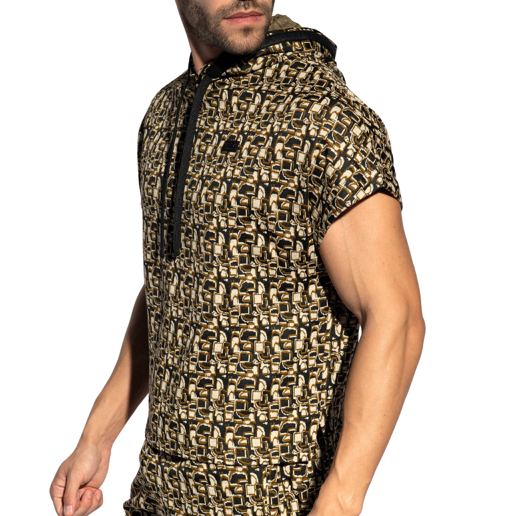 ES Collection Maze Relaxed Sleeveless Hoody Khaki SP334