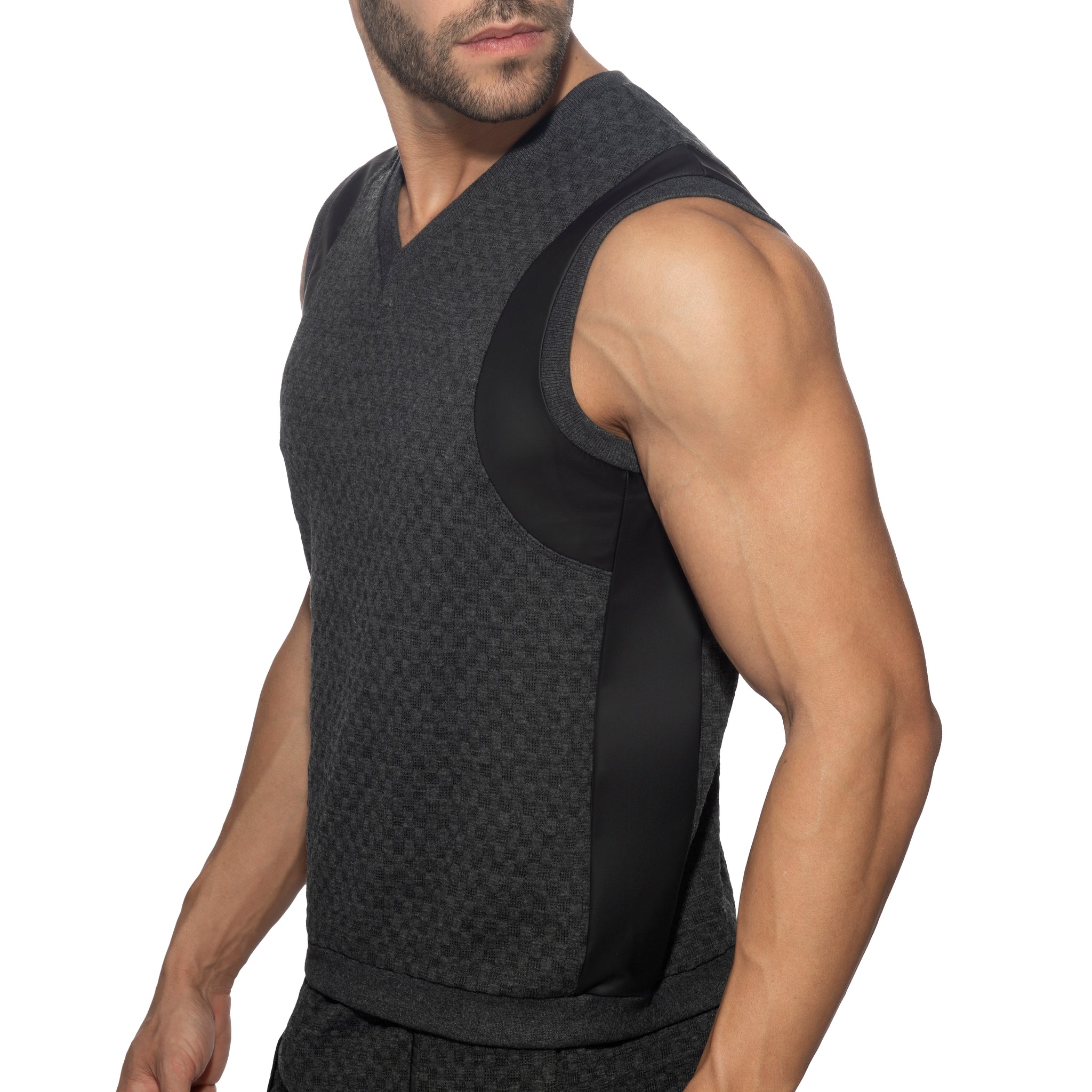 Addicted Gridlock Tank Top Charcoal AD1333