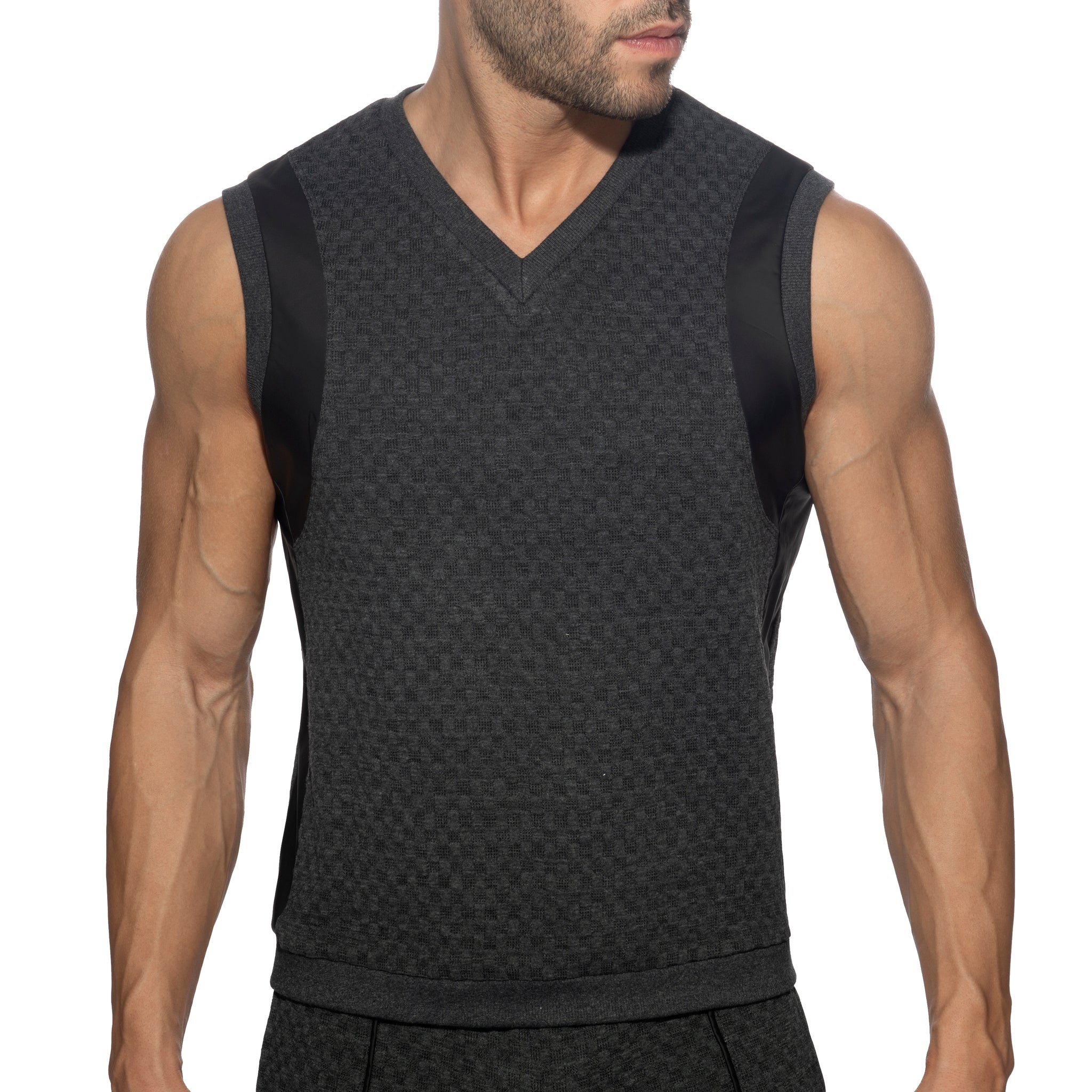 Addicted Gridlock Tank Top Charcoal AD1333