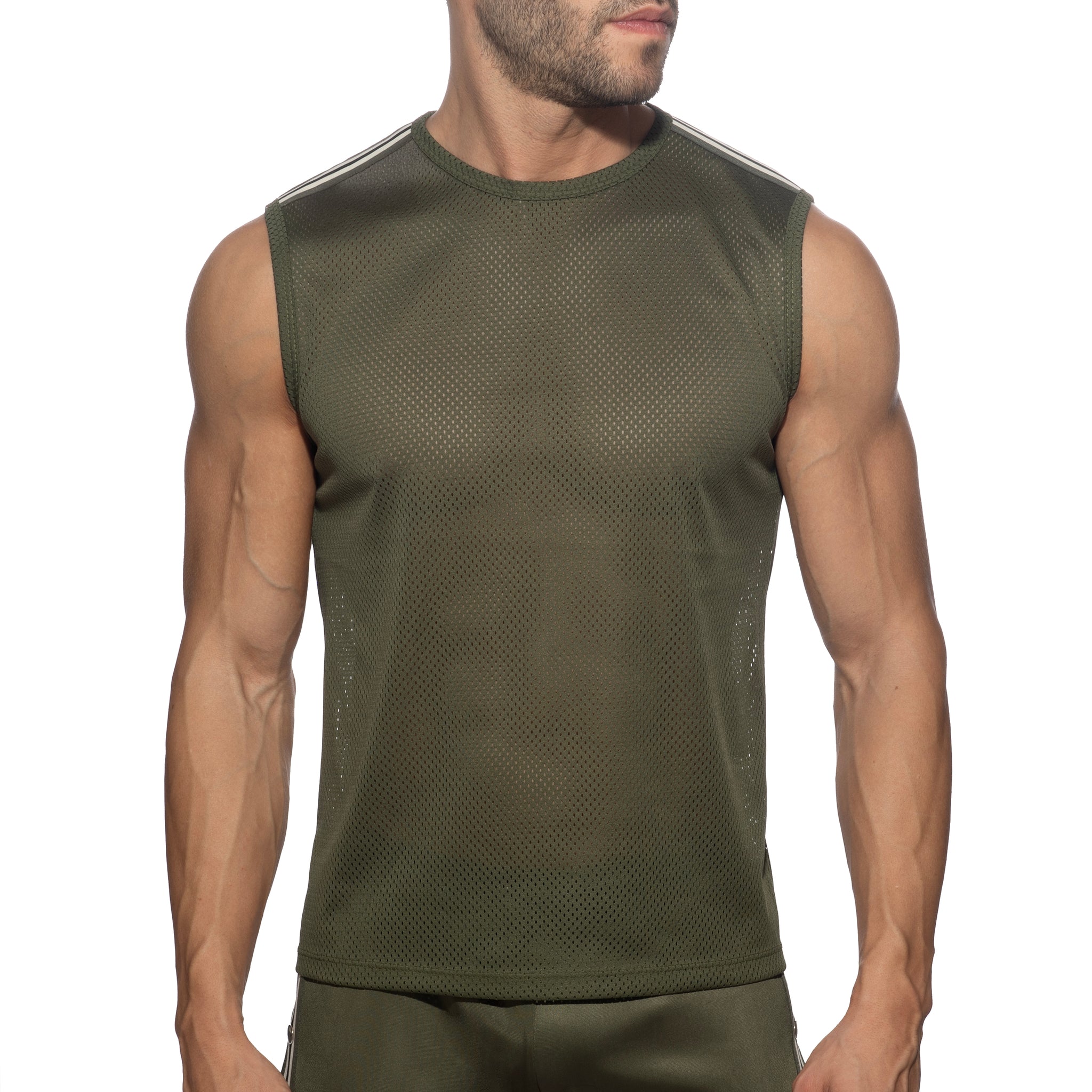 Addicted Nexus Mesh Tank Top Khaki AD1337