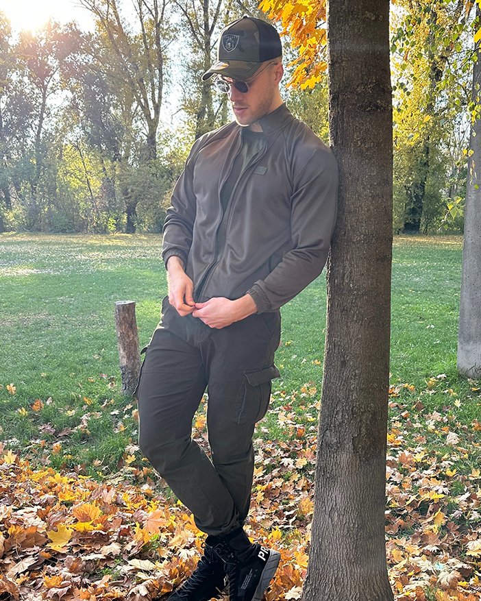 ES Collection Zip Pockets Plain Jacket Khaki SP316