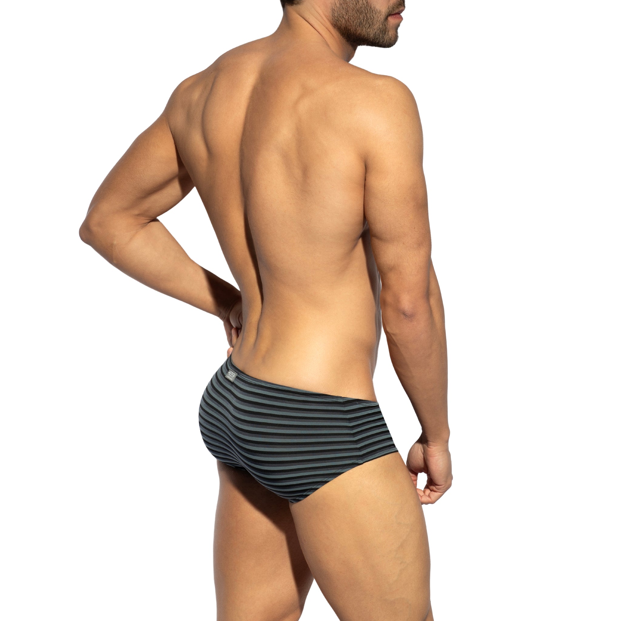 ES Collection Grey Stripes Brief Black UN614