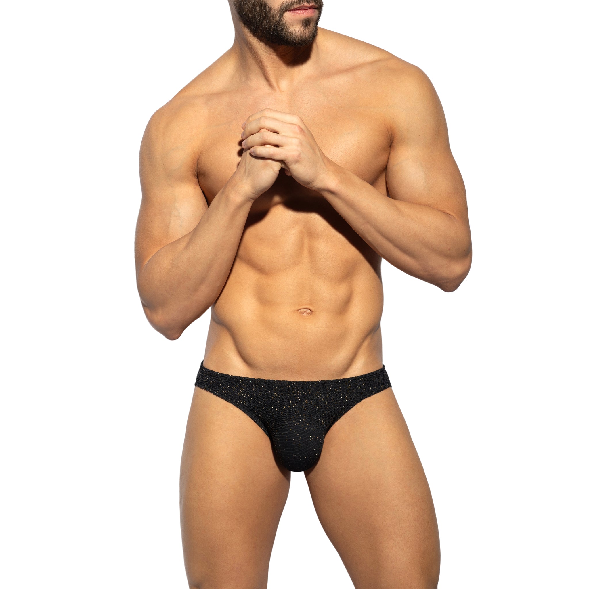 ES Collection Gold Glitter Bikini Brief Black UN617