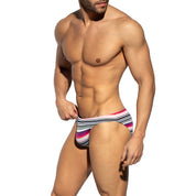 ES Collection Retro Stripes Bikini Brief Pink UN609