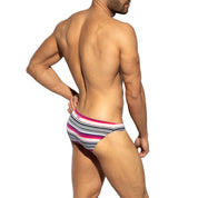 ES Collection Retro Stripes Bikini Brief Pink UN609