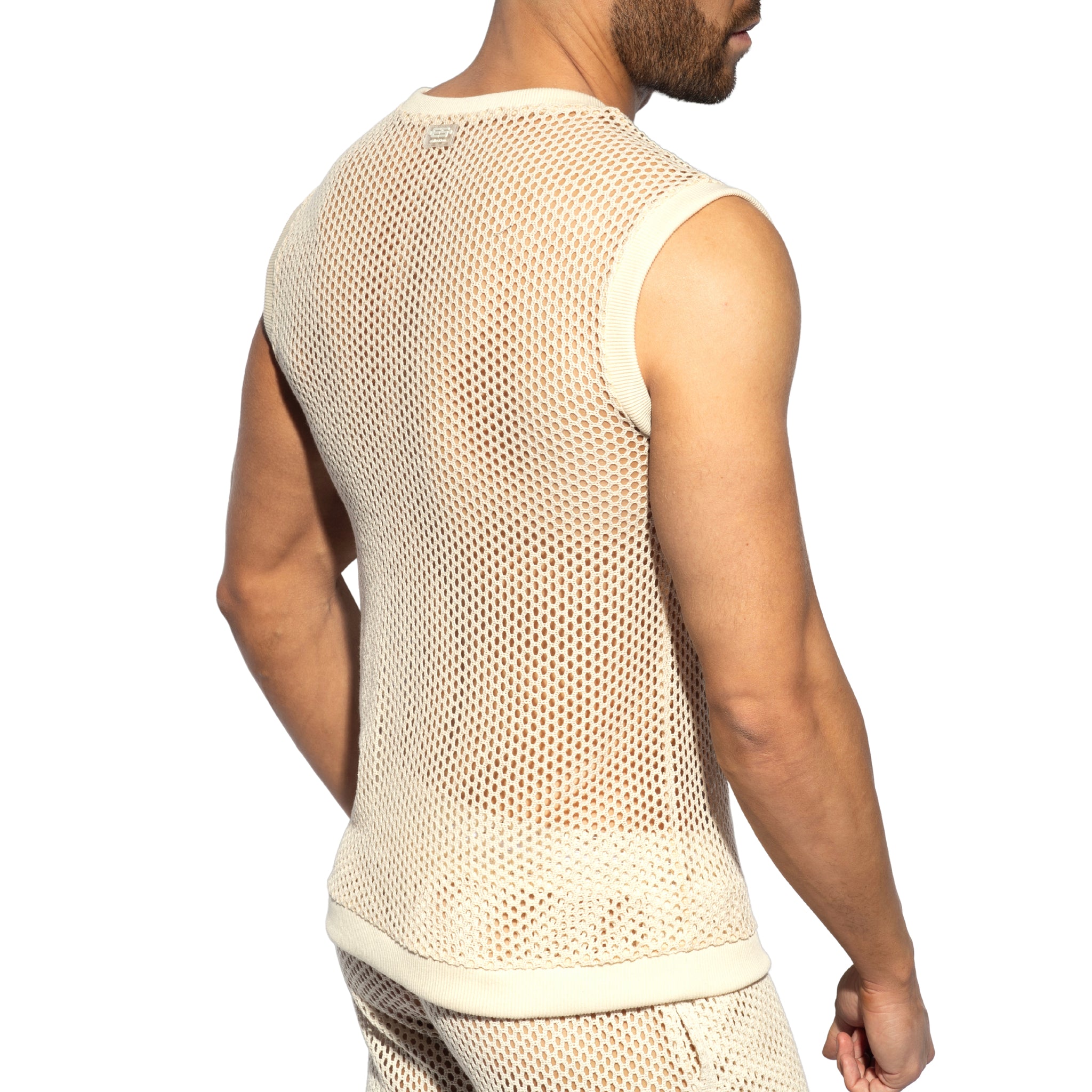 ES Collection Raw Crochet V-Neck Tank Top Beige TS350