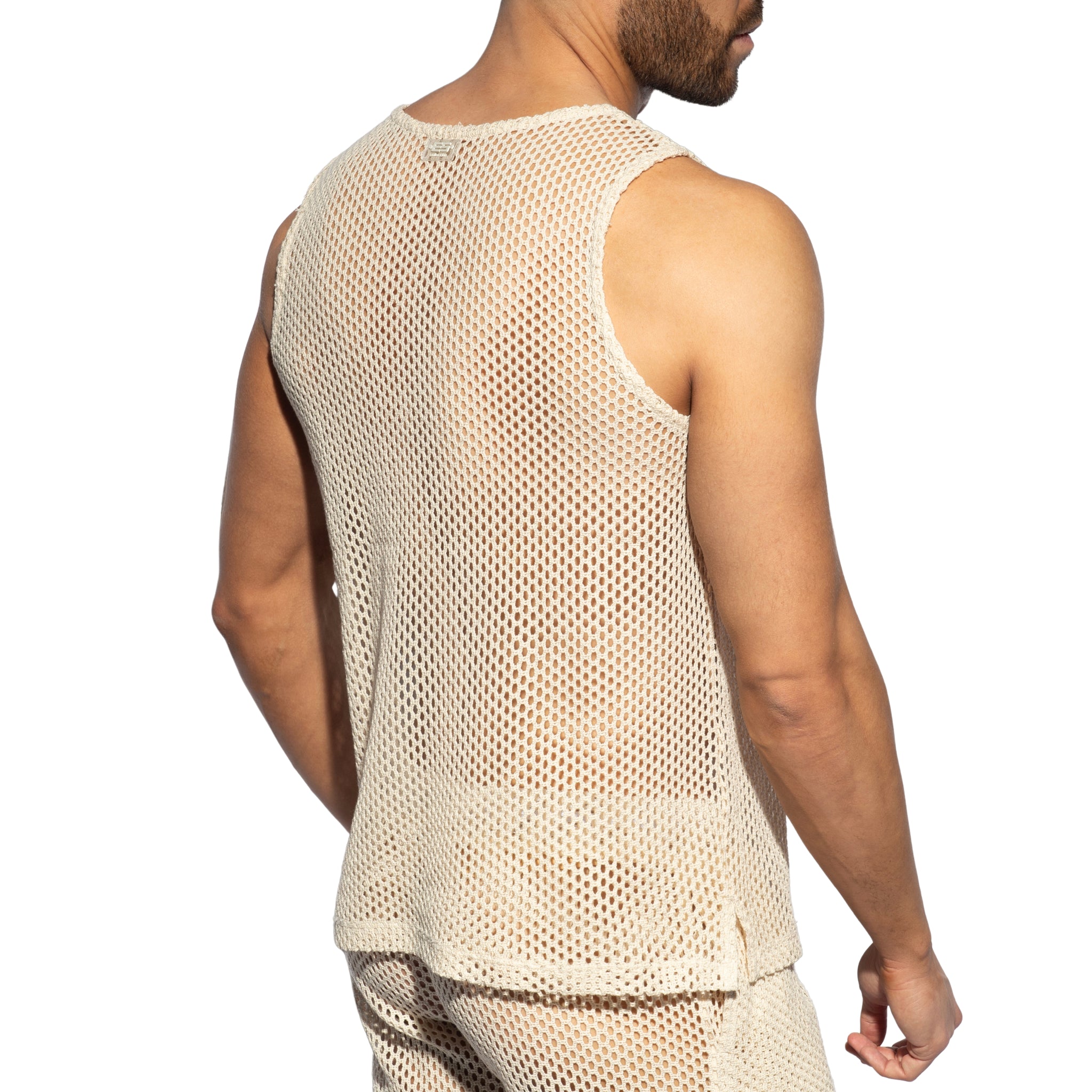 ES Collection Raw Crochet Tank Top Beige TS352