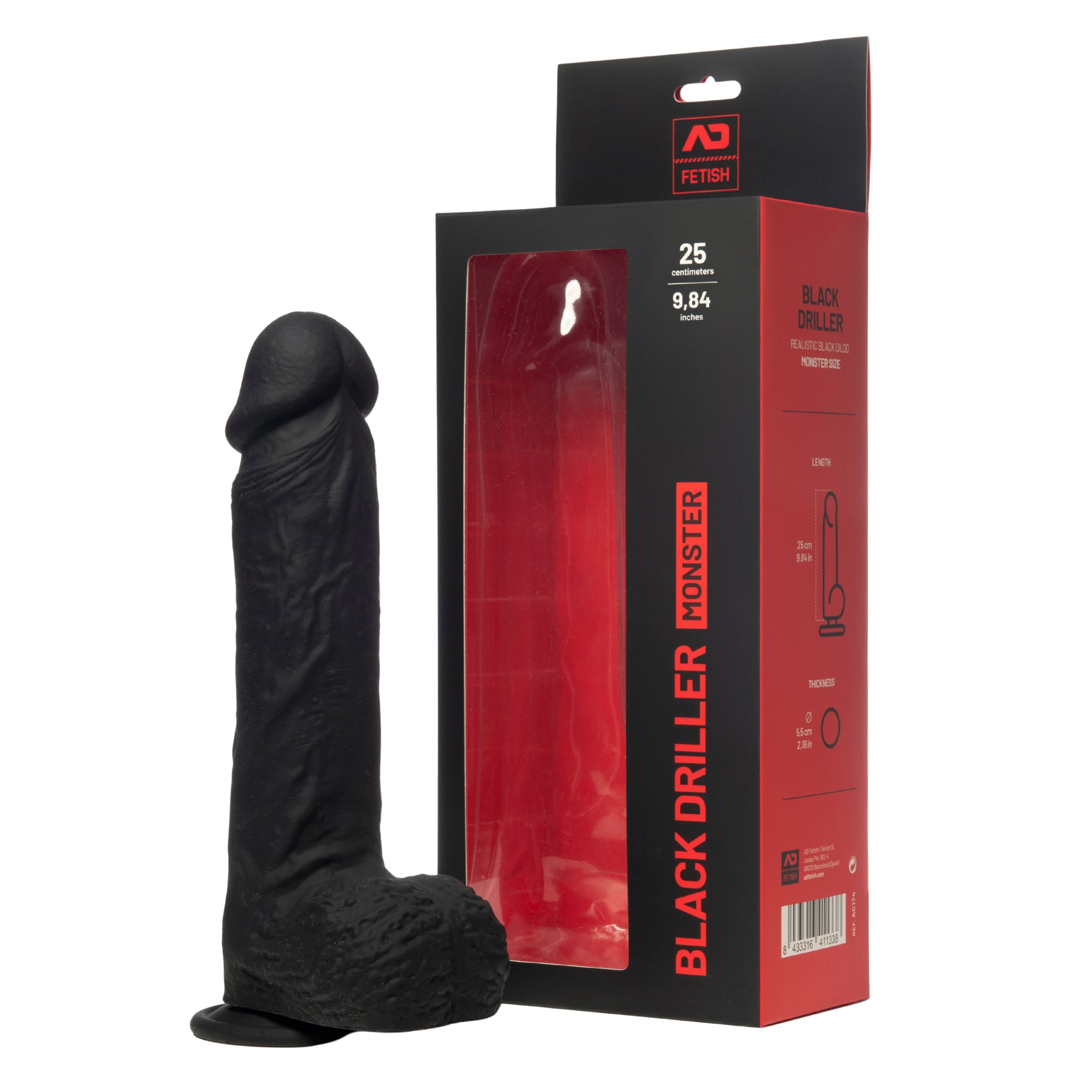 AD Fetish Monster Black Driller Dildo Black AC174