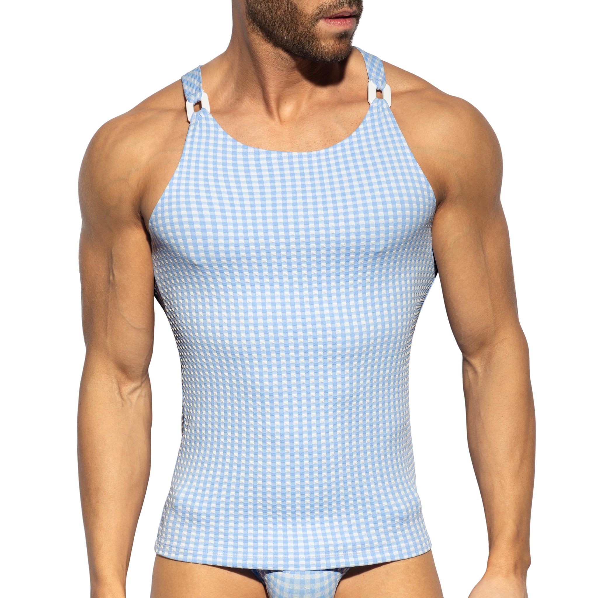 ES Collection Vichy Tank Top Sky Blue TS346