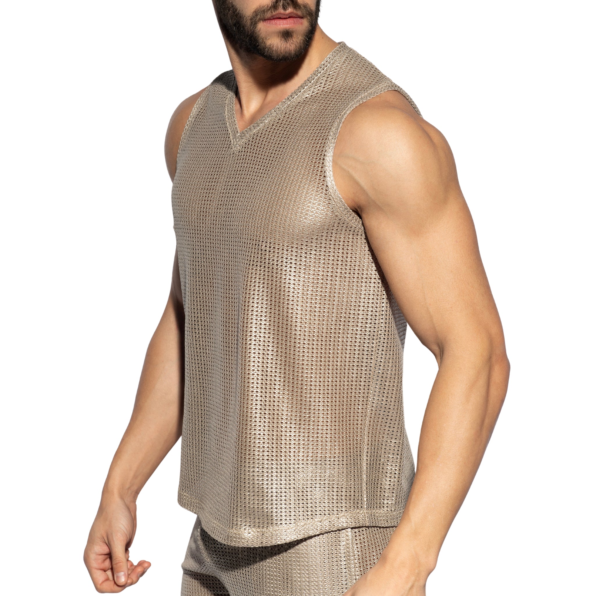 ES Collection Wysiwyg V-Neck Tanktop Beige TS348