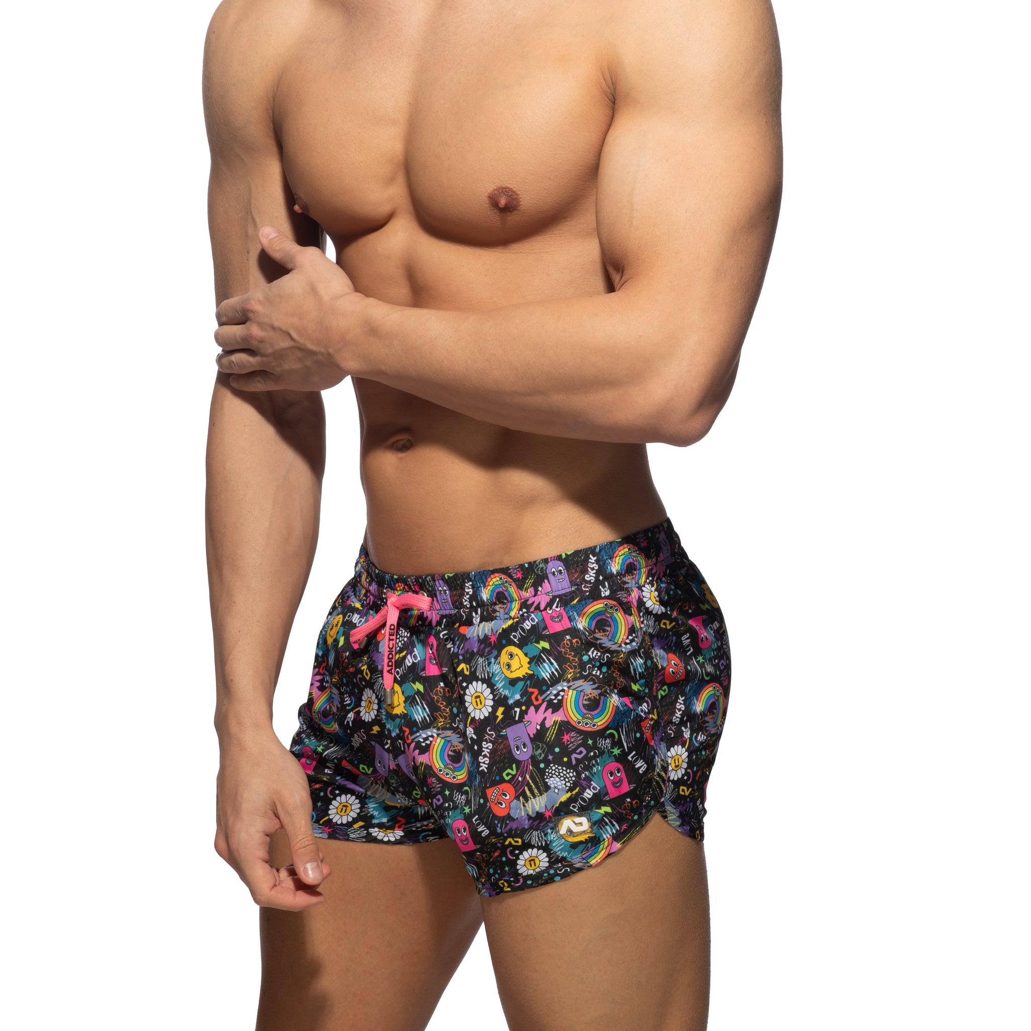 Addicted Play Rainbow Swim Shorts Black ADS347