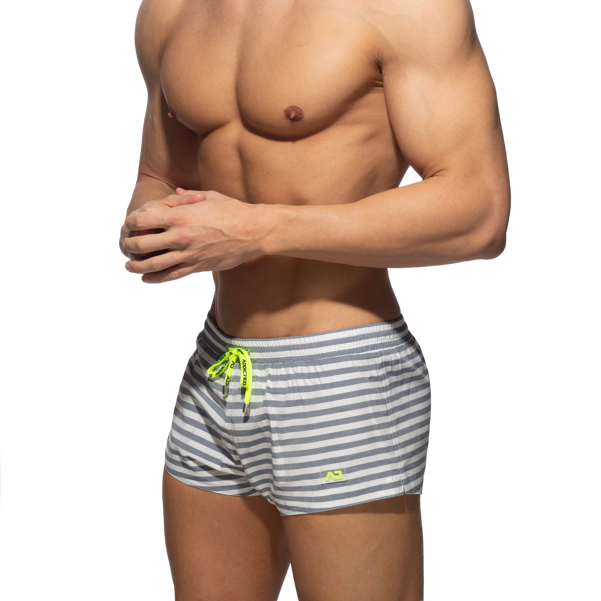 Addicted Navy Stripes Recycled Swim Shorts Navy ADS353