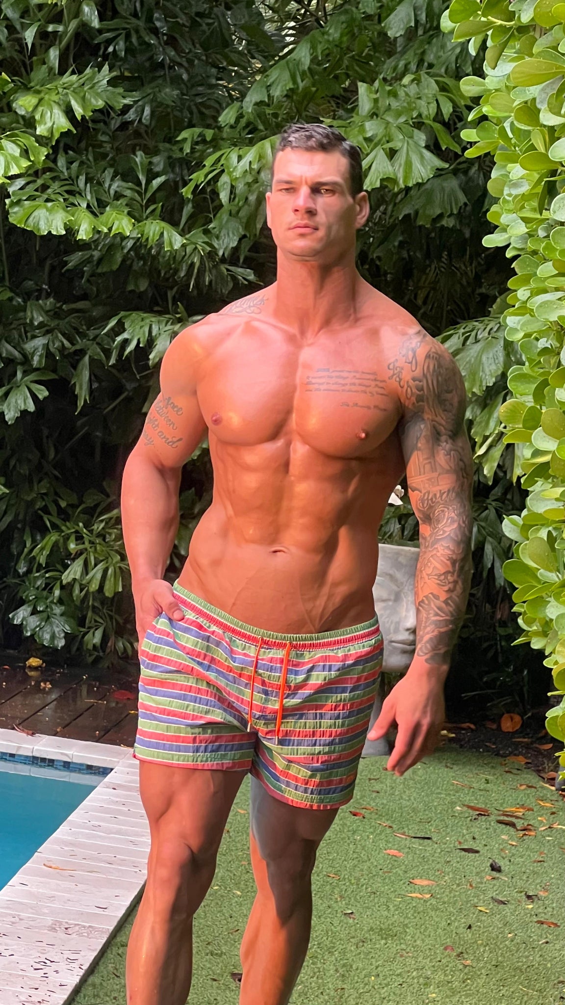 ES Collection Multi Stripes Swim Shorts Green 2505