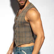 ES Collection Tweed Vest Brown SP340