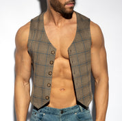 ES Collection Tweed Vest Brown SP340