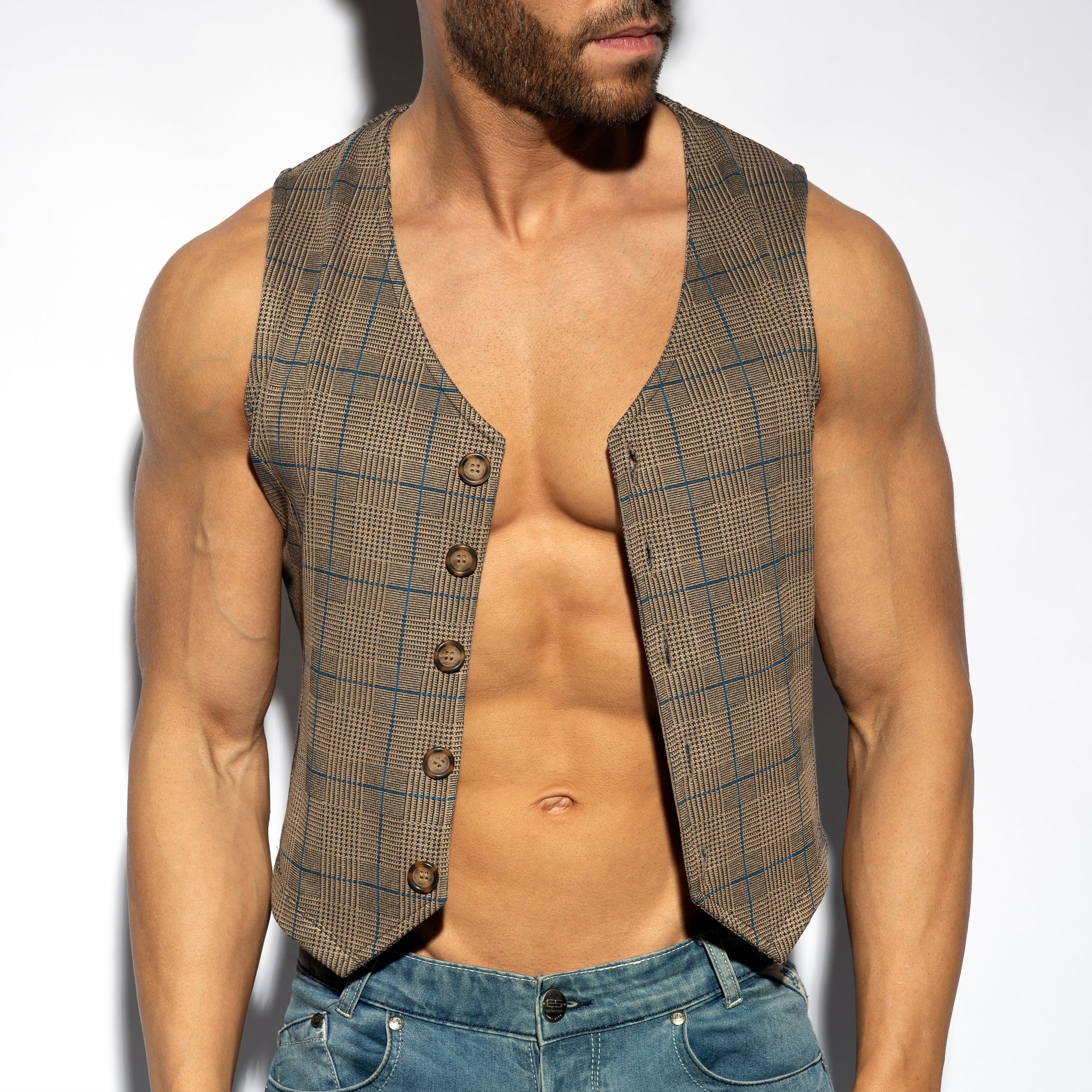 ES Collection Tweed Vest Brown SP340