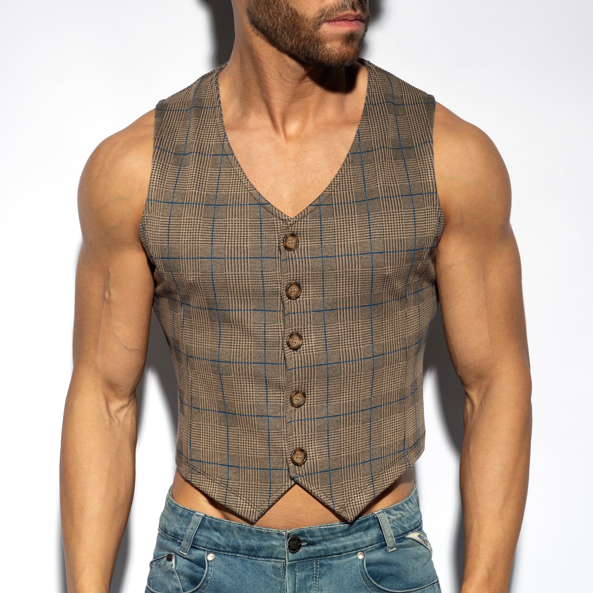 ES Collection Tweed Vest Brown SP340