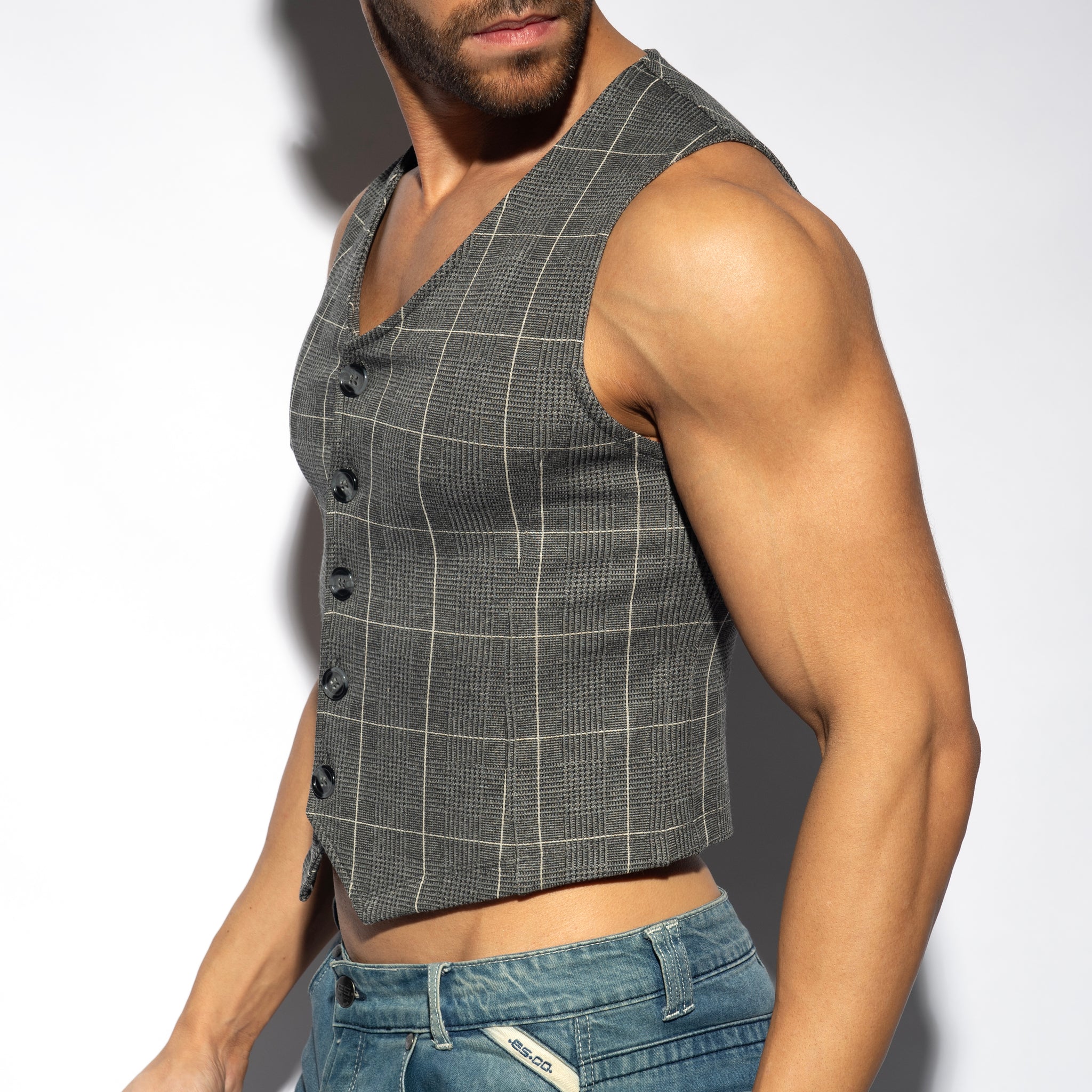 ES Collection Tweed Vest Charcoal SP340