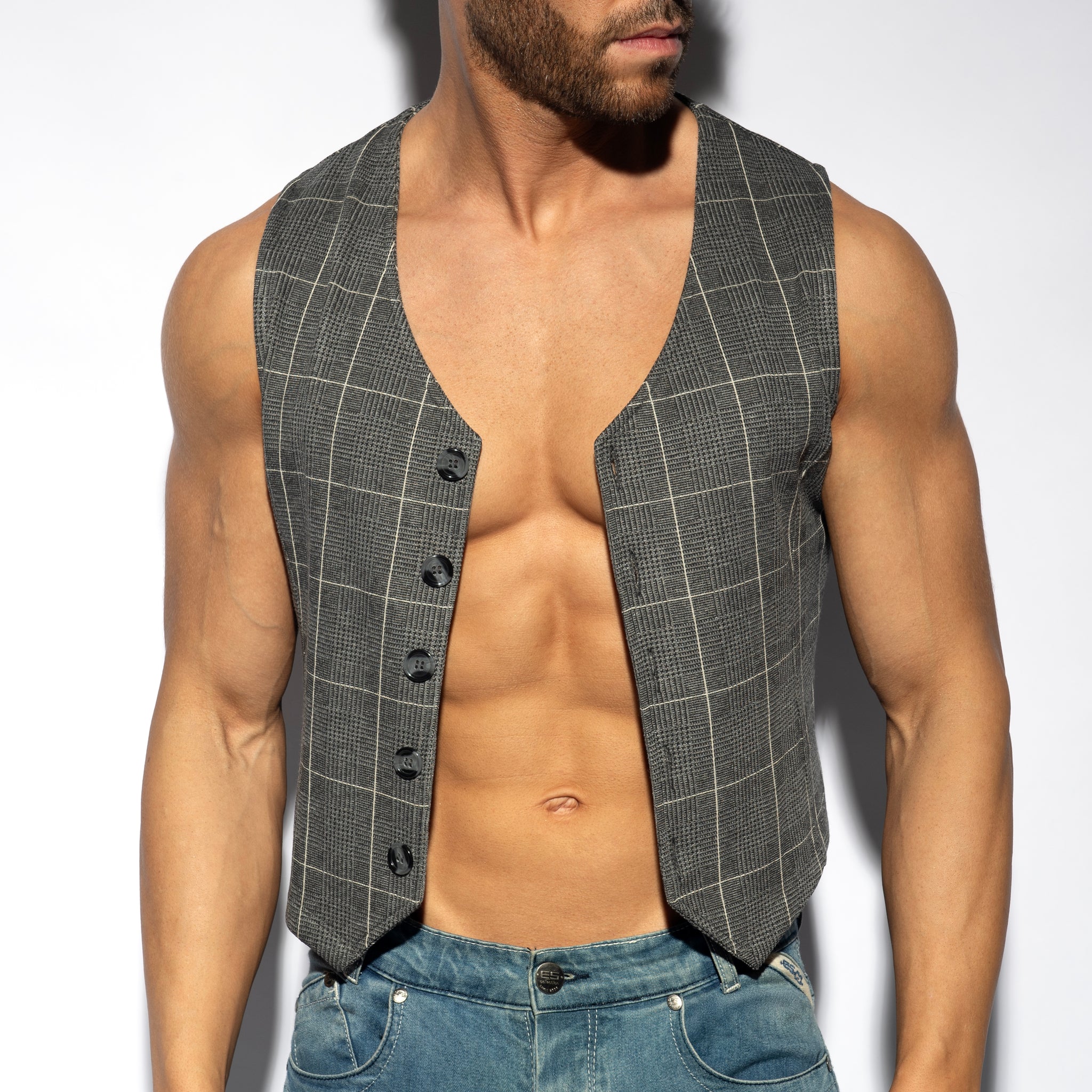 ES Collection Tweed Vest Charcoal SP340