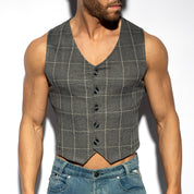 ES Collection Tweed Vest Charcoal SP340